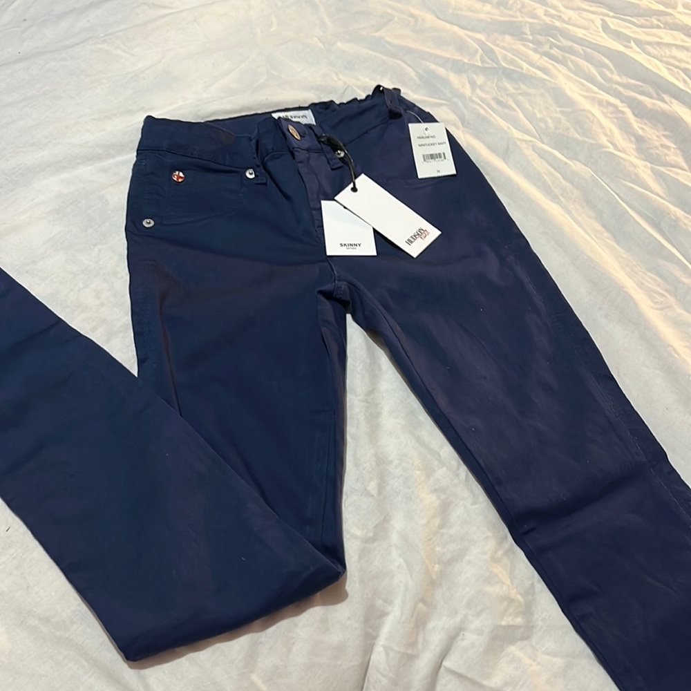 NWT Hudson Kids Skinny Sateen Jeans Nantucket Navy Size 14 Girls
